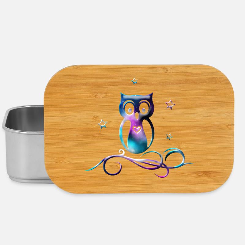 Galaxy Eule mit Sternen, Herz und Tribal - Lunch Box - Silber