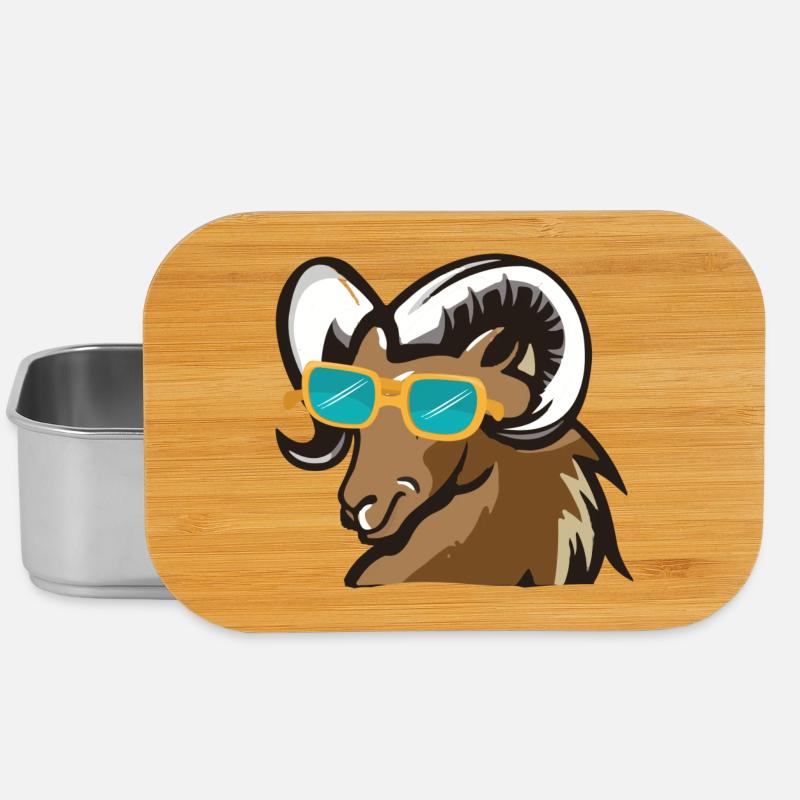 Ram mit Sonnenbrille - Lunch Box - Silber