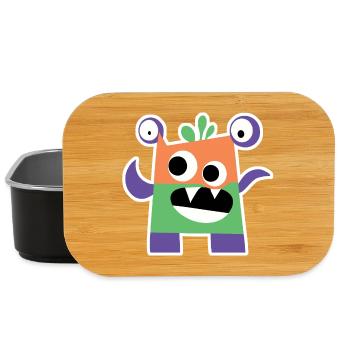 Buntes Blockmonster | Lustiges geometrisches Chibi - Lunch Box - Schwarz - Vorne