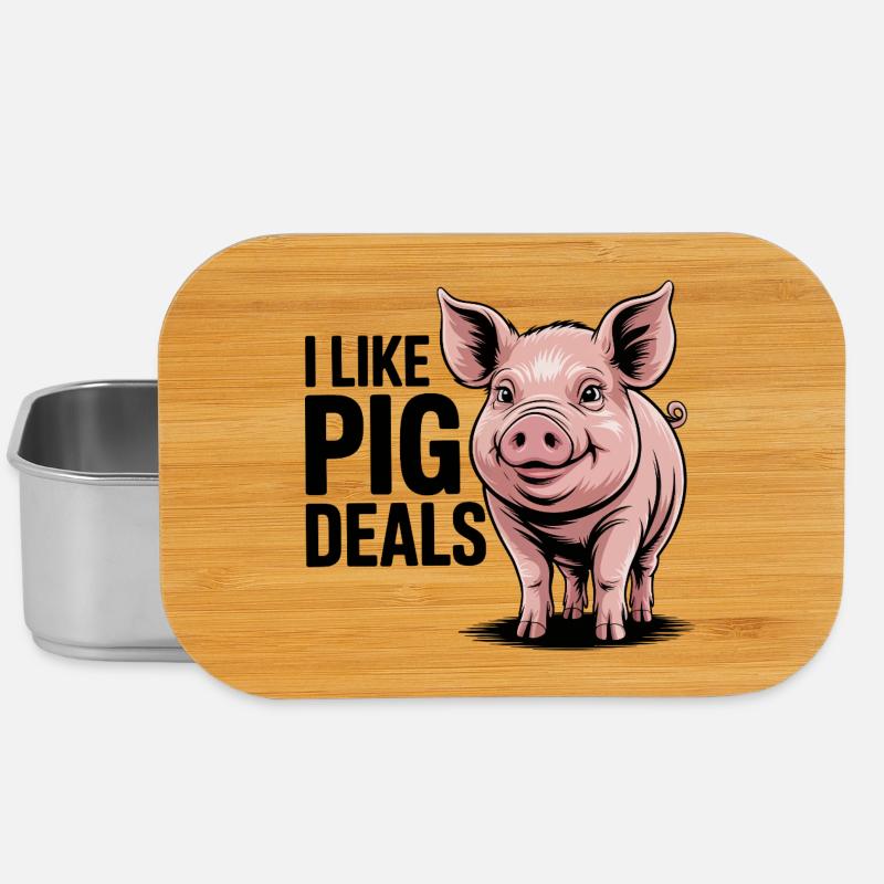 Cheerful Pig Illustration for Apparel - Lunch Box - silver