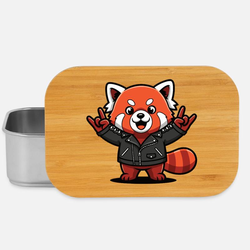 Roter Panda in Lederjacke - Lunch Box - Silber