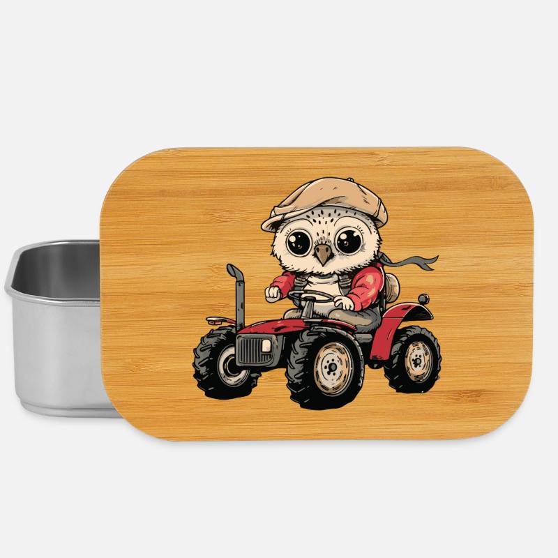 Eule Traktor Farmer - Lunch Box - Silber