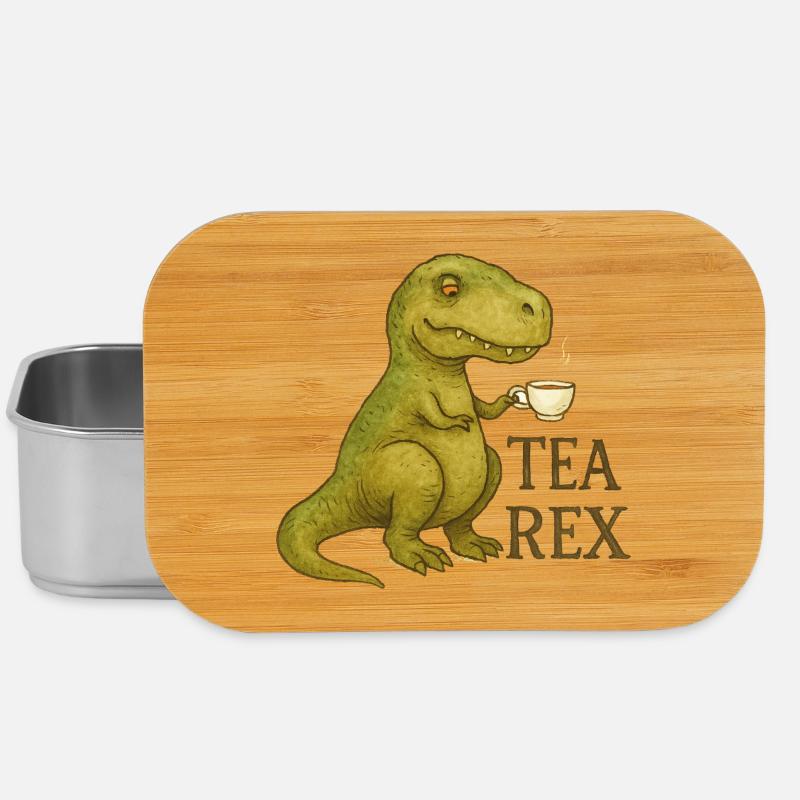 Tea Rex: Aquarell Dino Tea Time - Lunch Box - Silber