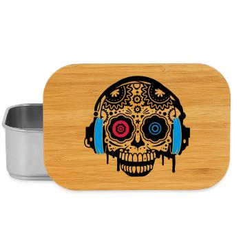Sugar Skull mit Kopfhörer - Lunch Box - Silber - Vorne