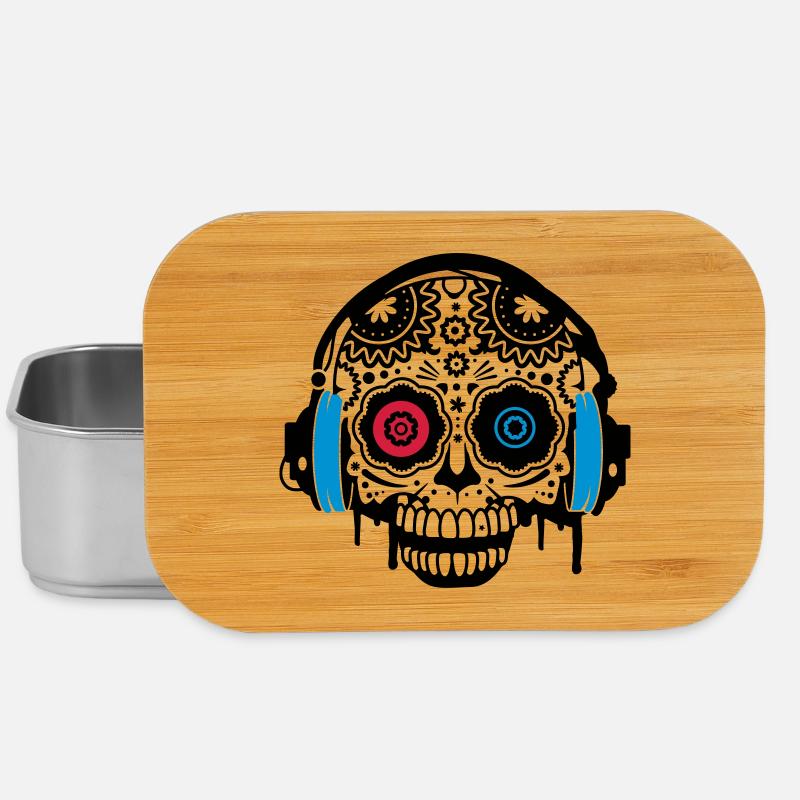 Sugar Skull mit Kopfhörer - Lunch Box - Silber