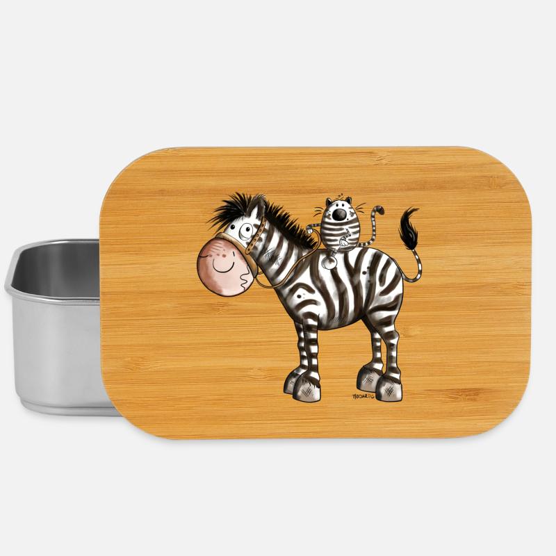 Zebra mit Katze - Lunch Box - Silber