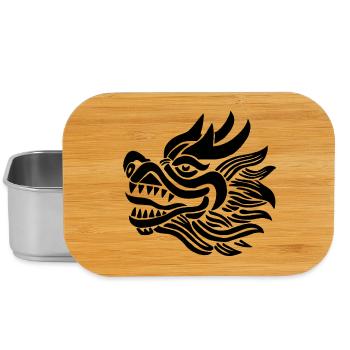 Tête de dragon chinois (noir) - Boîte à goûter - argent - Devant