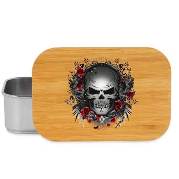 dark gothic skull with red roses - Lunch Box - silver - Front