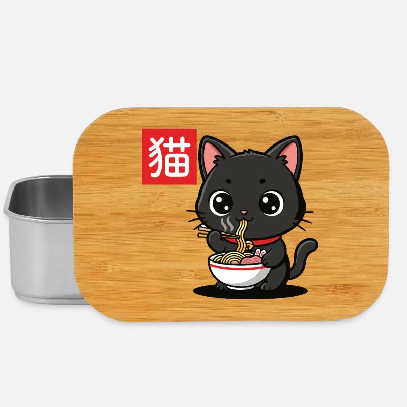 Chaton mange Ramen Illustration - Boîte à goûter - argent