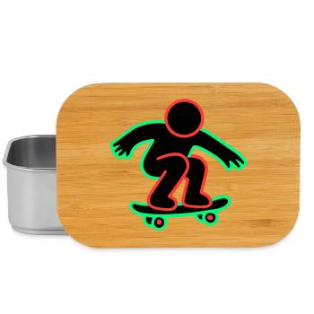 Neon Skateboarder Line Art - Lunch Box - silver - Front