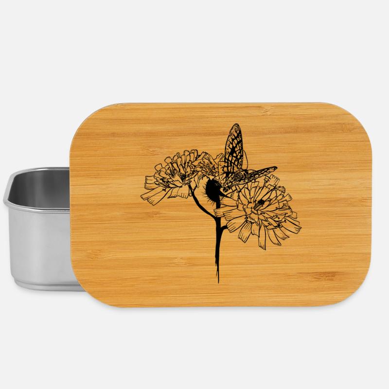 Butterfly on flowers - Lunch Box - silver