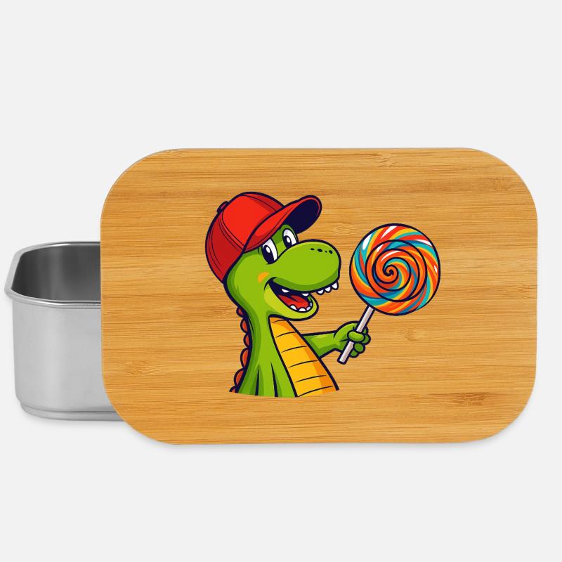 Bunter_Dinosaur_mit_Lutscher - Lunch Box - Silber