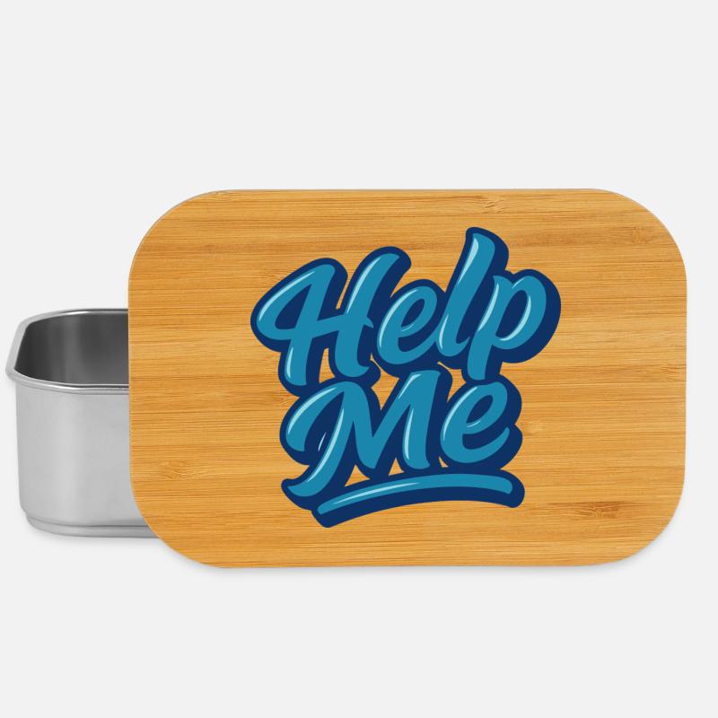 Help Me Blue Script Logo - Lunch Box - silver