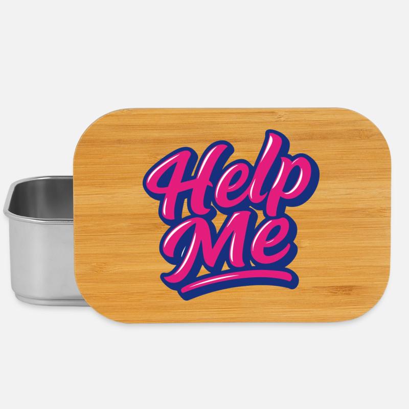 Help Me Neon Script - Lunch Box - silver