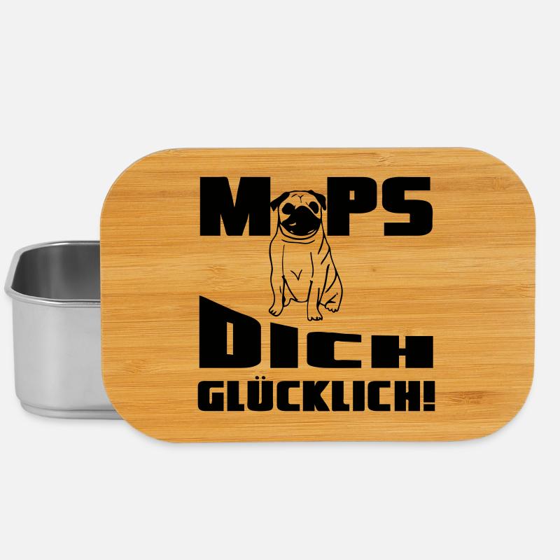 Mops dich glücklich! Geschenk - Lunch Box - Silber