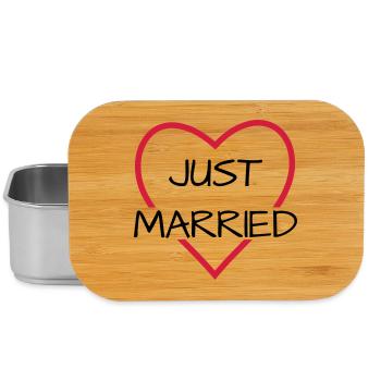 Just married Herz Hochzeit Partnerlook - Lunch Box - Silber - Vorne