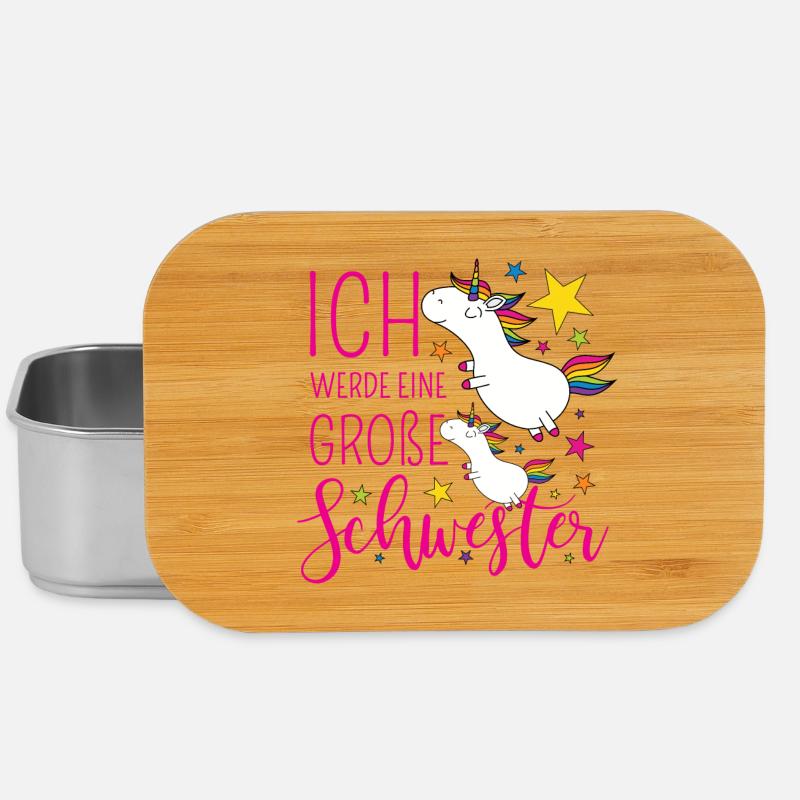 Große Schwester Einhorn Einhörner pink Sterne bunt - Lunch Box - Silber