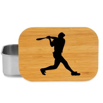 Baseball man boy with helmet on strikes - Lunch Box - silver - Front