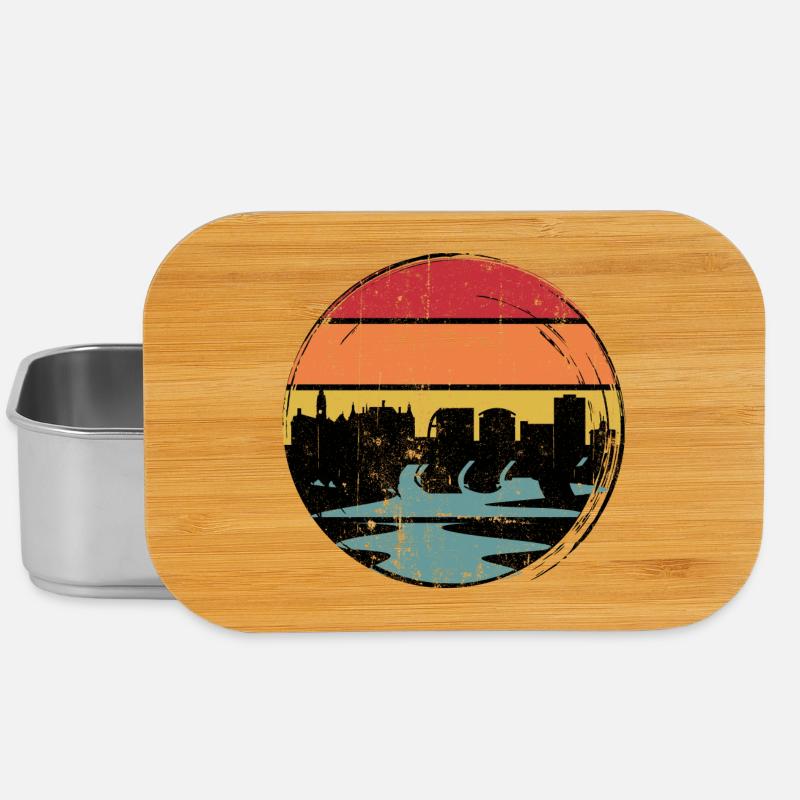 Sunset Skyline Silhouette - Lunch Box - silver