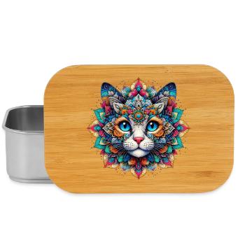 Katze mit Mandalas verziert - Lunch Box - Silber - Vorne