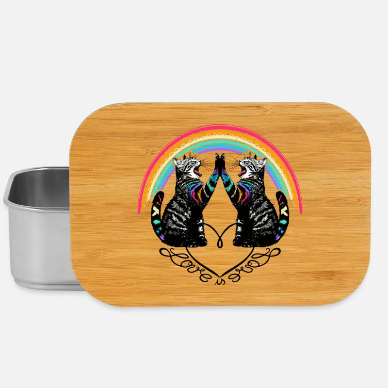 Katzen Regenbogen Love is Love Reflection - Lunch Box - Silber