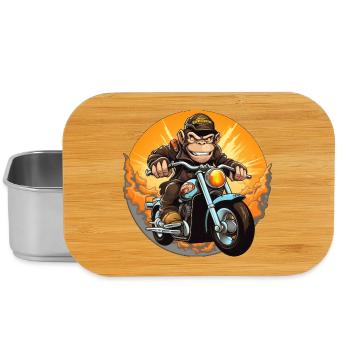 Affe Motorrad / Motorradfahrer Affen - Lunch Box - Silber - Vorne