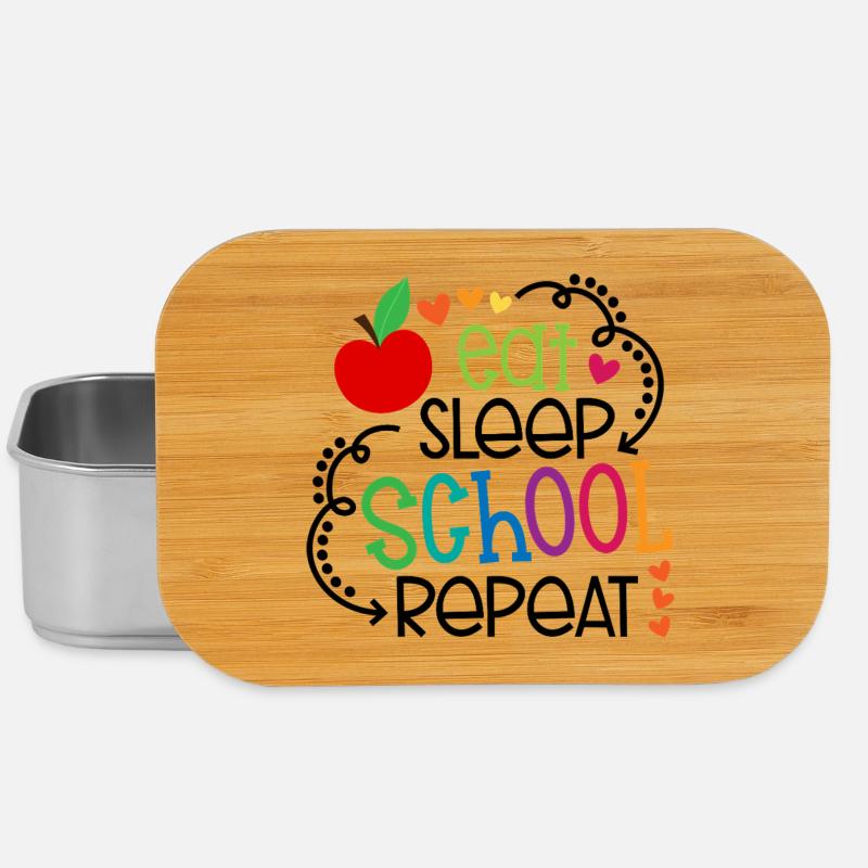 Eat, Sleep, School, Repeat – Design - Lunch Box - silver