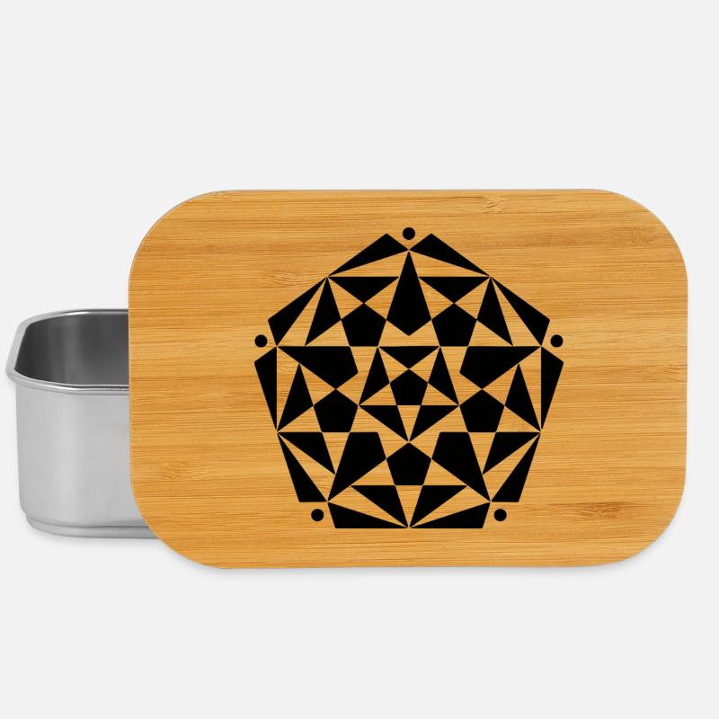 Fractal Pentagram Star Design - Lunch Box - silver