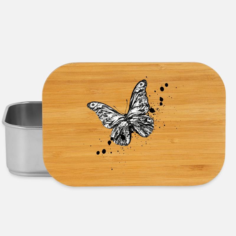 Butterfly Illustration - Lunch Box - silver