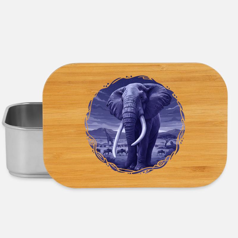 Éléphant nocturne dans la savane - Boîte à goûter - argent