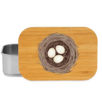 Vogelnest mit drei Eiern – Natürliche Illustration - Lunch Box - Silber - Vorne