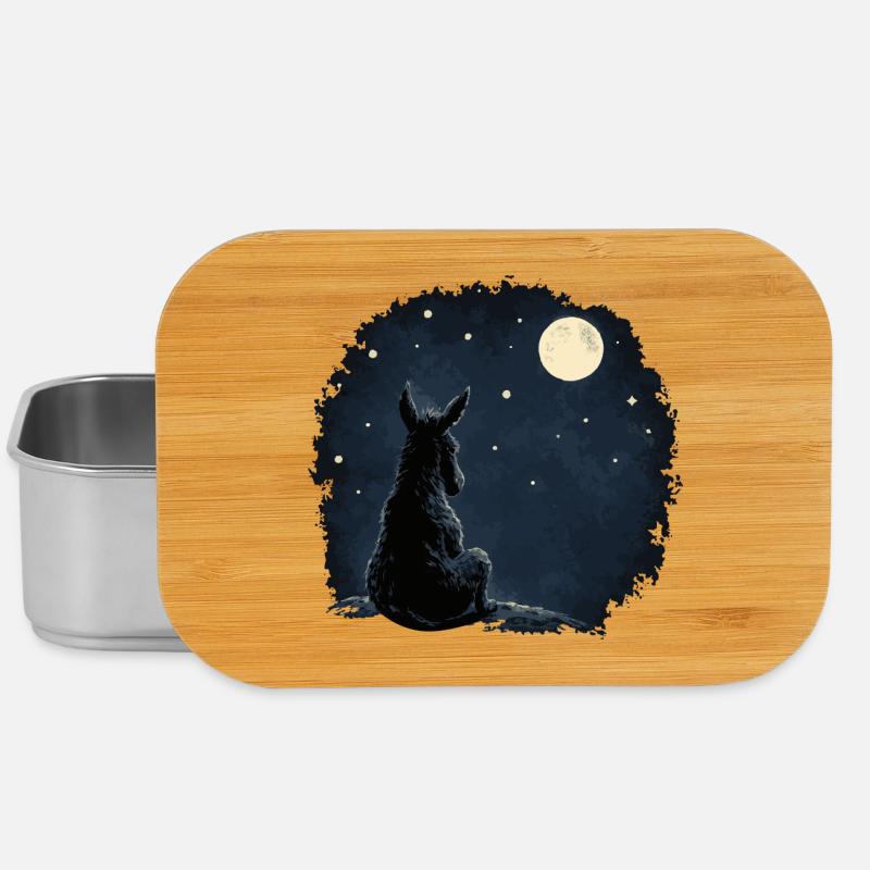 Pensive Donkey Under Starry Sky - T-Shirt - Lunch Box - silver