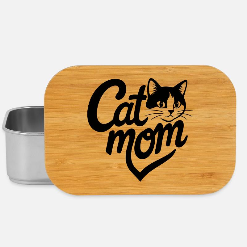 Cat Mom Herz und schwarzweiße Katze - Lunch Box - Silber