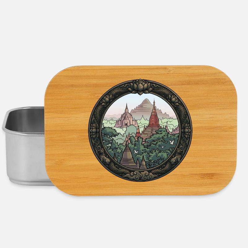 Jungle Temple Circular Art - Lunch Box - silver