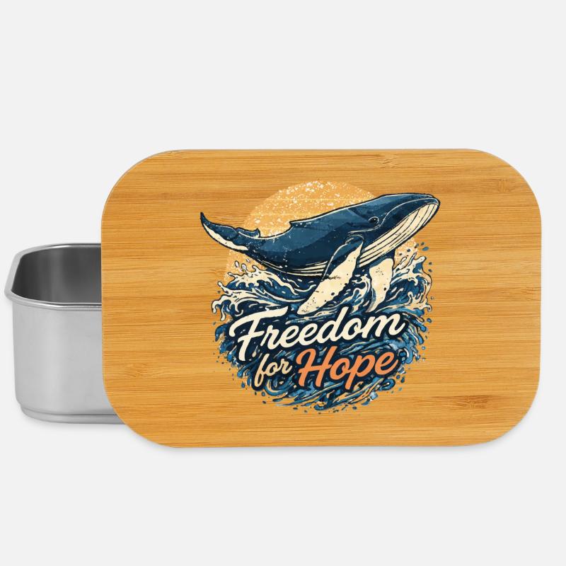 Freedom for Hope: Whale & Wave - Lunch Box - silver