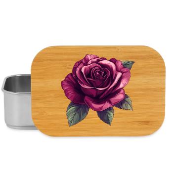 Dark Rose Blossom Illustration - Lunch Box - silver - Front
