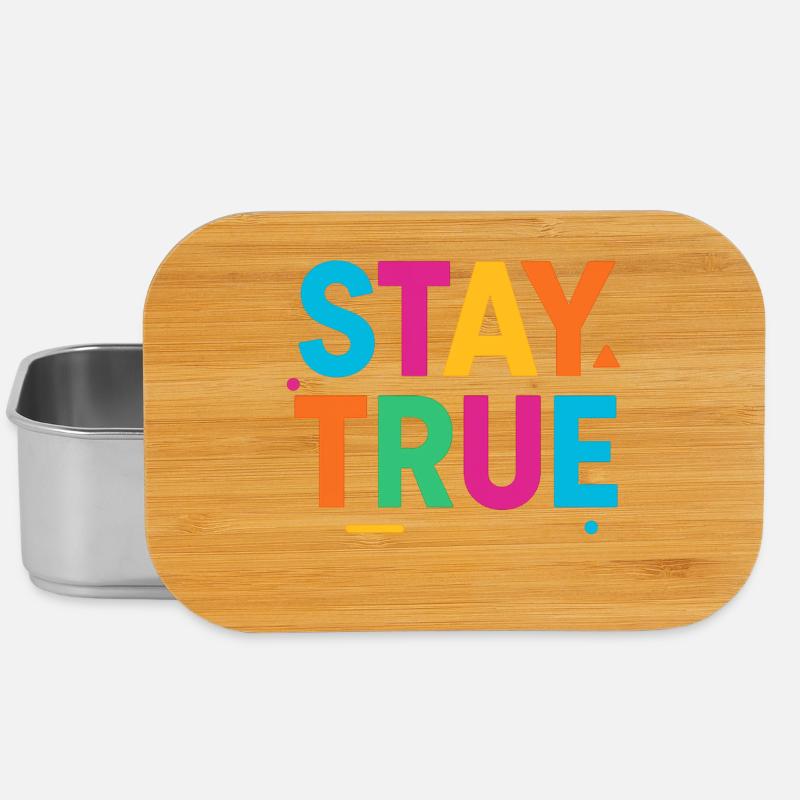 Stay True Bunte Typografie - Lunch Box - Silber