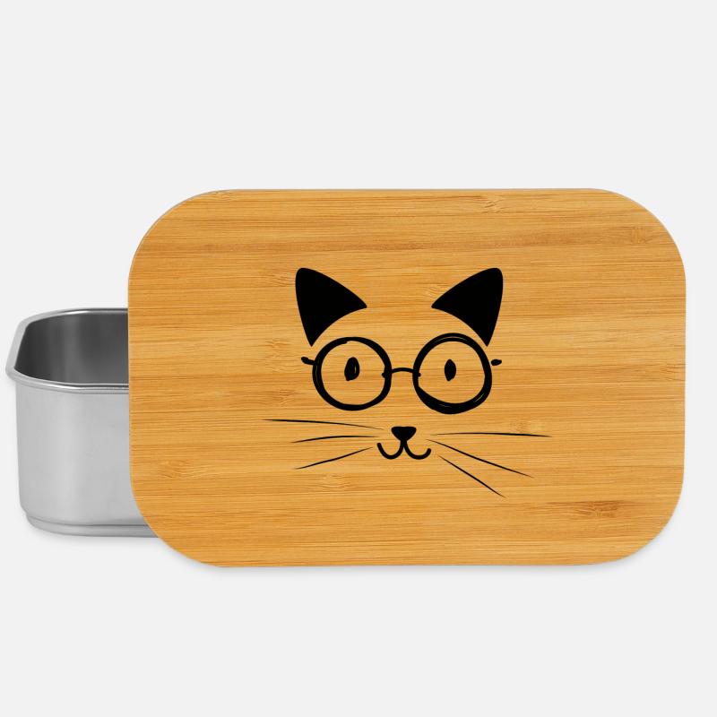 funny cat face cat kitten gift - Lunch Box - silver