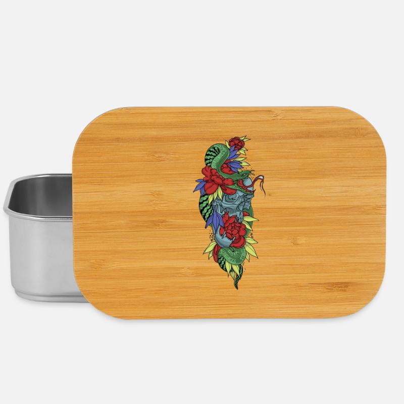 Crâne floral et serpent coloré - Boîte à goûter - argent