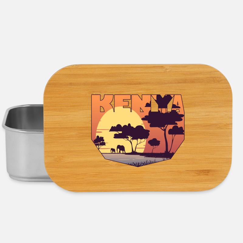 Kenia Design mit Landschaft / Geschenk - Lunch Box - Silber