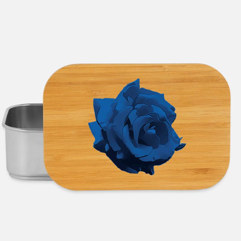 Fleur - Rose bleu - Boîte à goûter - argent