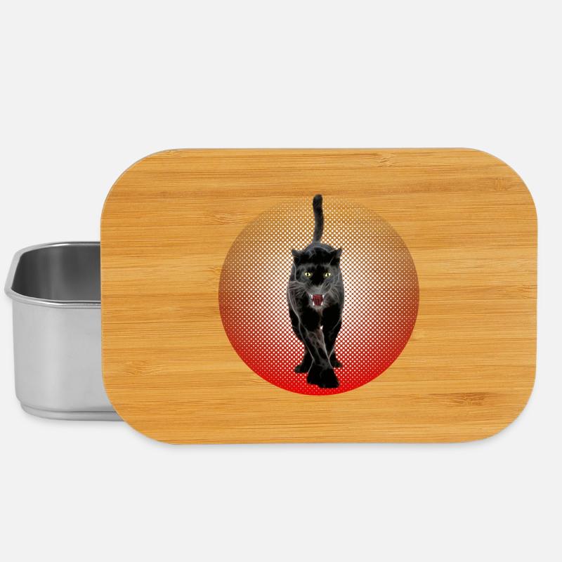 Black Cougar schwarzer Panther CB Cat Black - Lunch Box - Silber
