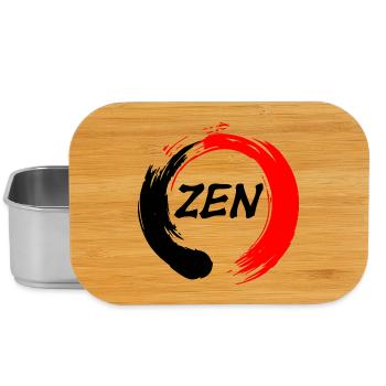 Zen written in enso zen circle red and black - Lunch Box - silver - Front