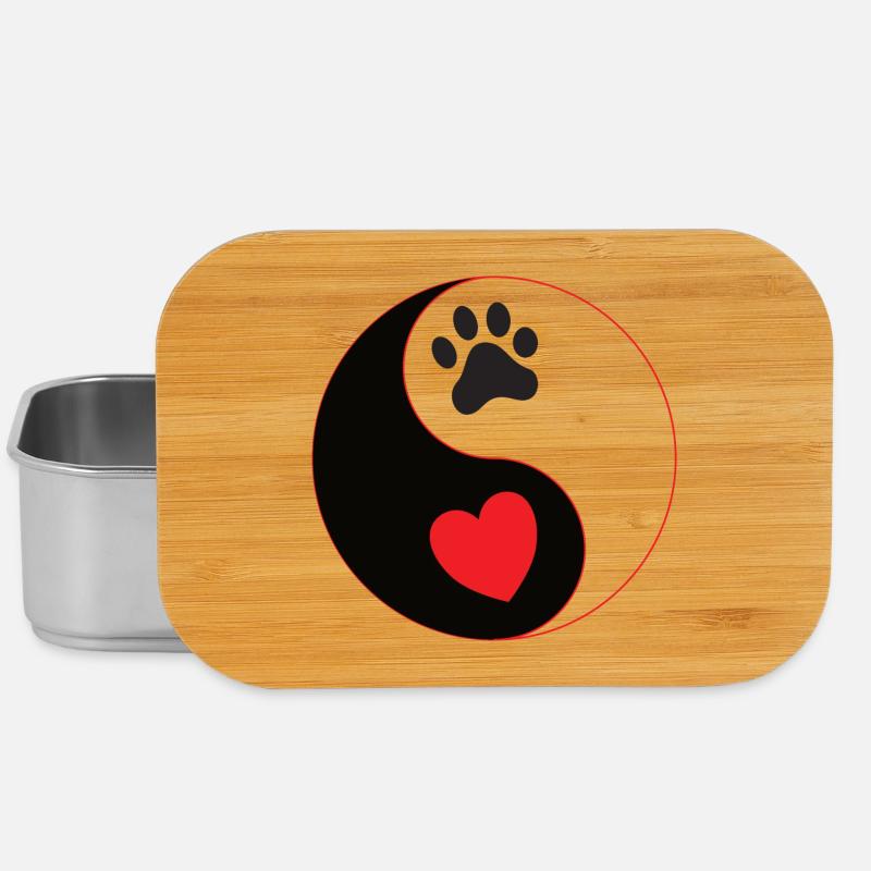 Hund - yin & yang Pfote mit Herz Hundeschule Gassi - Lunch Box - Silber