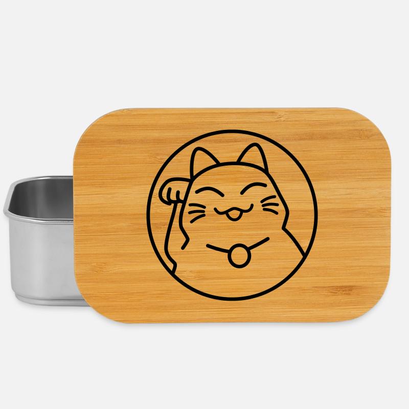 Maneki Neko Neon – Glückskatze aus Japan, Kawaii - Lunch Box - Silber