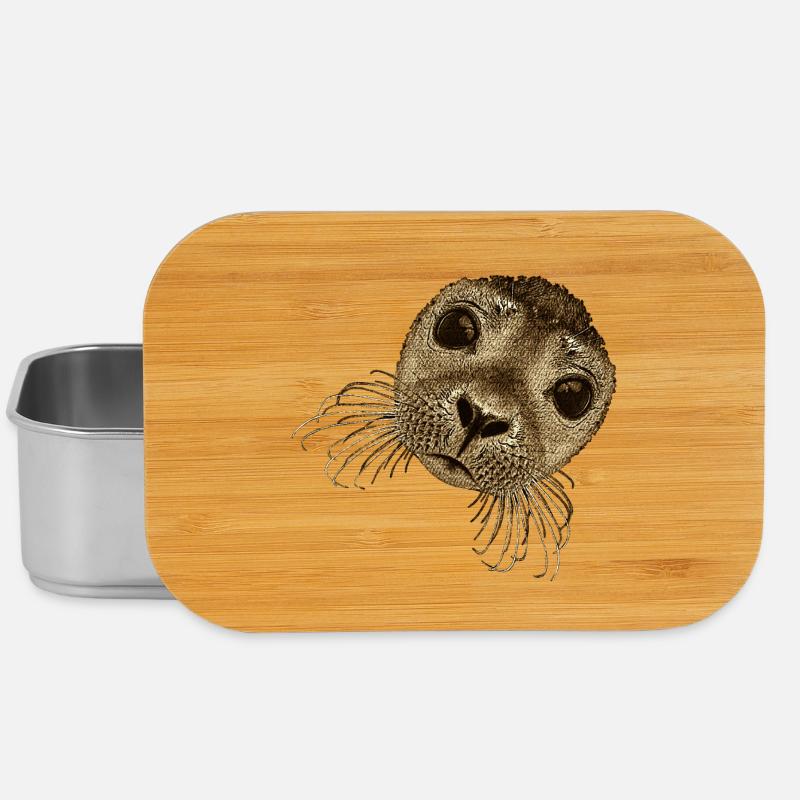 süße Wassertiere, robbengesicht, süße tiermotive - Lunch Box - Silber