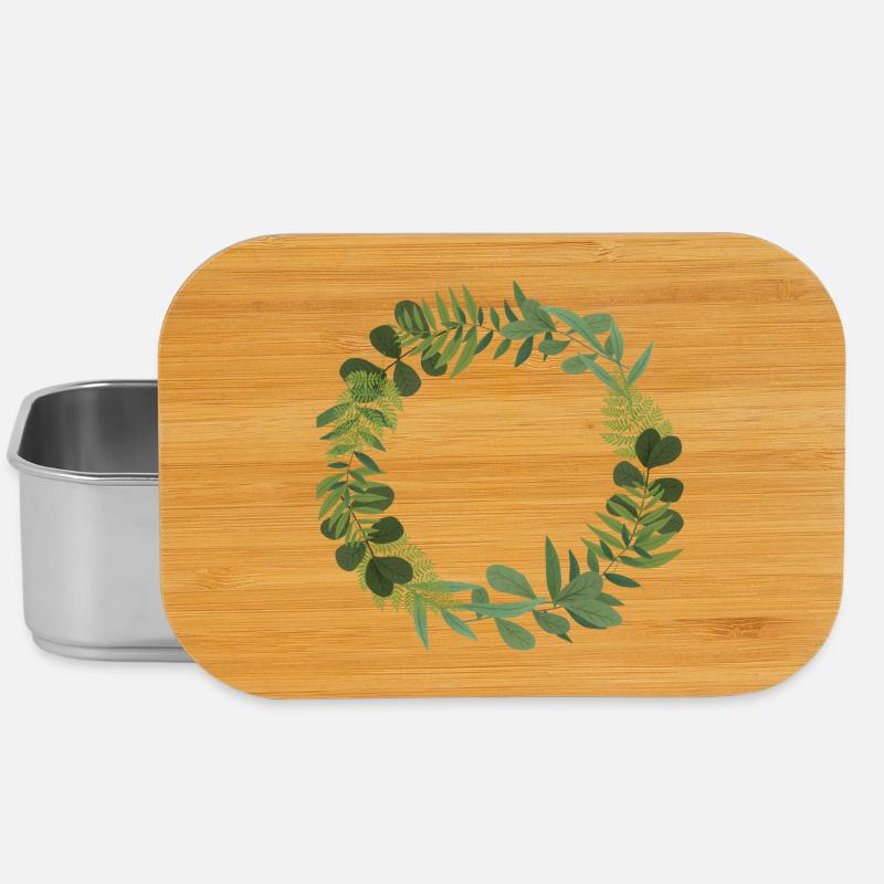 Couronne verte de feuilles - Boîte à goûter - argent