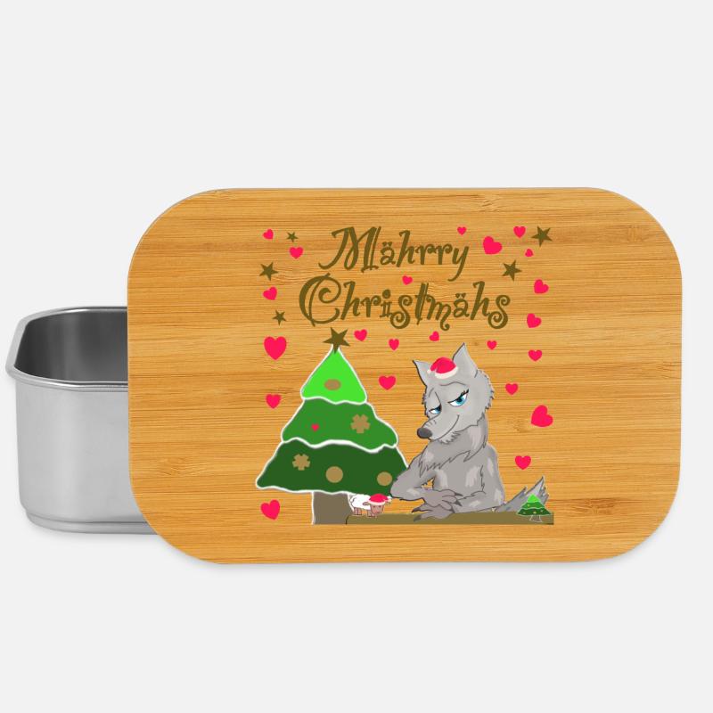 Kultiger Wolf hat Weihnachten Schaf unterm Baum - Lunch Box - Silber