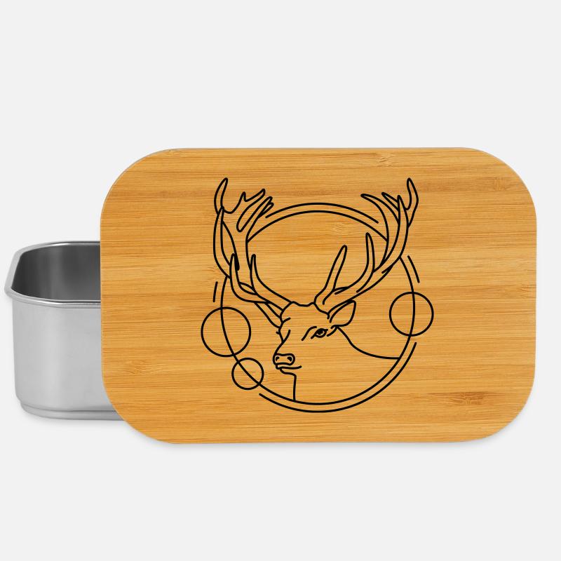 Hirsch in geometrischer Form - Line-Art-Design - Lunch Box - Silber