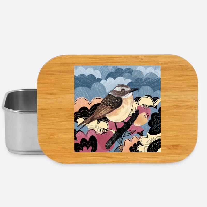 Braunkehlchen Vogel 2023 Illustration - Lunch Box - Silber